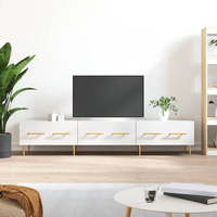 vidaXL Szafka pod TV, wysoki połysk, biała, 150x36x30 cm
