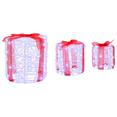 Dekoracja Pudełka Prezentowego 3 pcs Zimna biel 20 x 20 x 21 cm