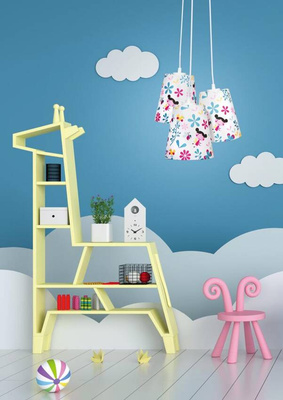 Lampa wisząca z abażurami Girl potrójna do pokoju dziecięcego wielokolorowa