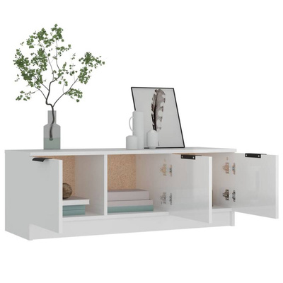 vidaXL Szafka pod TV, wysoki połysk, biała, 100x35x55 cm