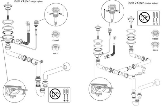 MORGAN 156 GraniteQ zlewozmywak black diamond z syfonem Push To Open okrągły 1,5-komorowy z/o +/ elementy złote