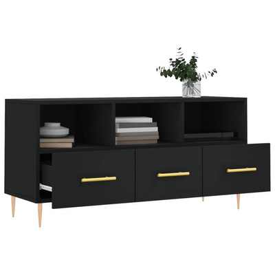 vidaXL Szafka pod TV, czarna, 102x36x50 cm, materiał drewnopochodny