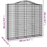 Kosze gabionowe, 4 szt, 200x30x180/200 cm, galwanizowane żelazo