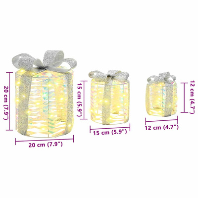 Dekoracja Pudełka Prezentowego 3 szt. 60 LED Ciepła biel PET