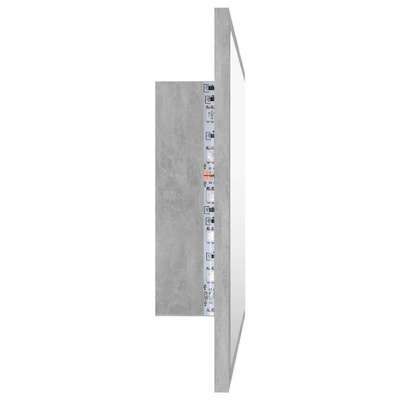 vidaXL Lustro łazienkowe LED, szarość betonu, 60x8,5x37 cm, akryl