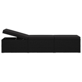 vidaXL Leżak ogrodowy z poduszką, polirattan, czarny