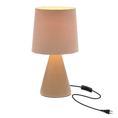 Lampka nocna Satti ceramiczna brązowa z abażurem E14 klasyczna
