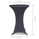 Elastyczne nakrycie stołu antracytowe 2 szt. 70 cm