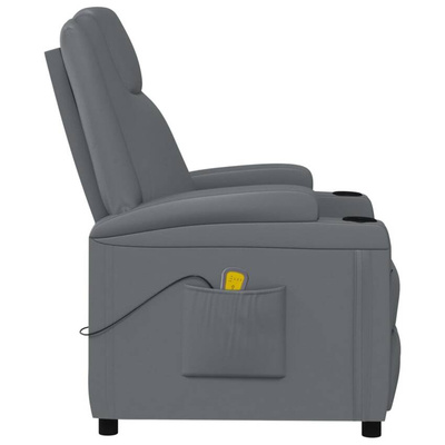 vidaXL Fotel masujący, antracytowy, tapicerowany sztuczną skórą model standard