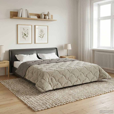 Letni Kołdra Jasnoszary 200 x 220 cm Mikrofibra i Fleece Teddy