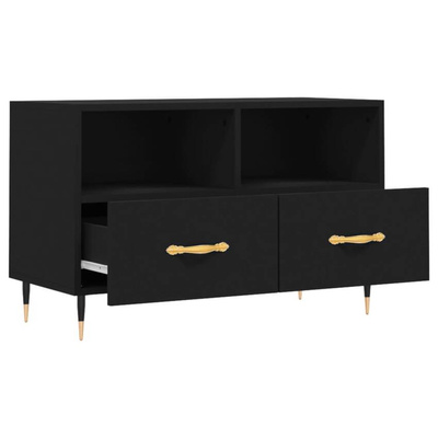 vidaXL Szafka pod TV, czarna, 80x36x50 cm, materiał drewnopochodny