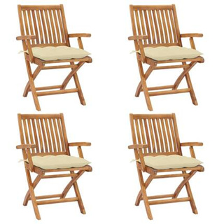 vidaXL Składane krzesła ogrodowe z poduszkami, 4 szt., drewno tekowe