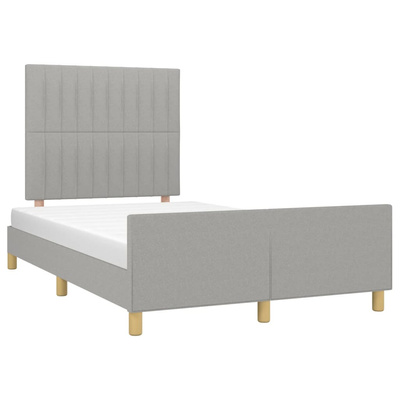 vidaXL Rama łóżka z zagłówkiem, jasnoszara, 120x200 cm, tkanina model standard