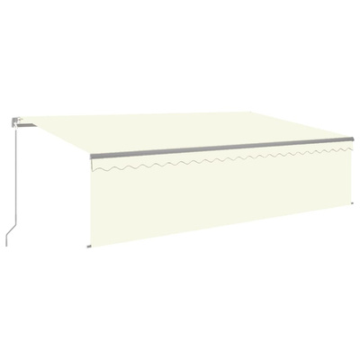 Ręcznie zwijana markiza z zasłoną i LED, 5x3 m, kremowa
