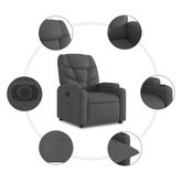 vidaXL Podnoszony fotel masujący, elektryczny, rozkładany, ciemnoszary wariant 15