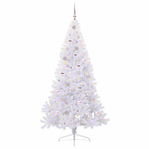 Sztuczna choinka z 300 diodami LED Biały 210 cm PVC i stal