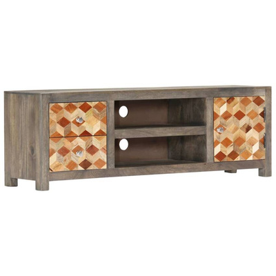 vidaXL Szafka pod TV, szara, 120x30x40 cm, lite drewno mango