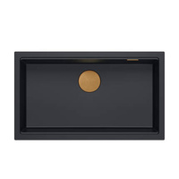 LOGAN 110 GraniteQ zlewozmywak pure carbon 76x44x23,5 cm 1-komorowy podwieszany z syfonem manualnym miedziany