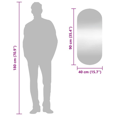 Lustro ścienne, 40x90 cm, szklane, owalne