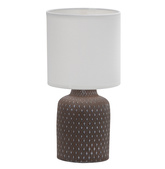 Lampka nocna Iner brązowa ceramiczna z abażurem klasyczna