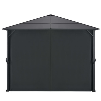 Altana ogrodowa z zasłonami, aluminiowa, 3 x 3 m, czarna