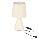 Lampka nocna Satti beżowa ceramiczna z abażurem klasyczna lampka stołowa