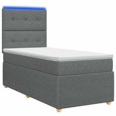 Łóżko z box spring LED z materacem ciemnoszary 100 x 200 cm