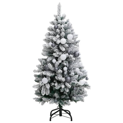 vidaXL Sztuczna choinka na zawiasach, 150 lampek LED i bombki, 120 cm wariant 5