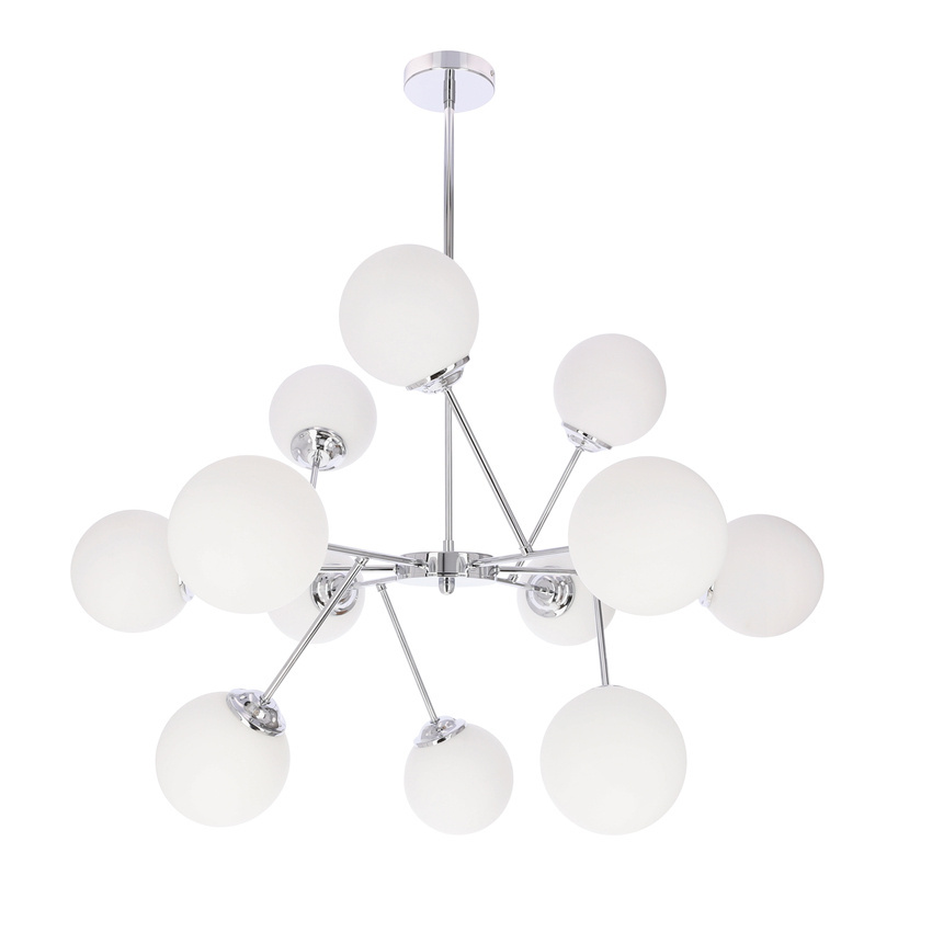 BELWEDER lampa wisząca chromowy 12x40W E14 klosz biały 30-39828