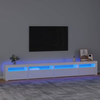 vidaXL Szafka pod TV z oświetleniem LED, biała z połyskiem,270x35x40cm