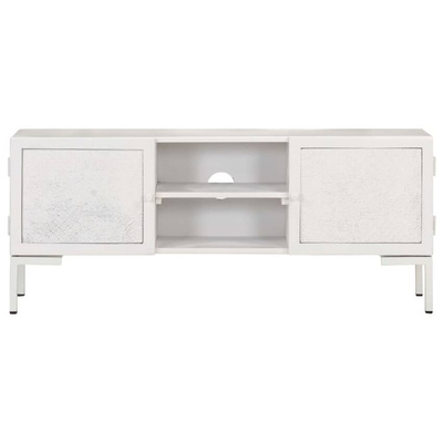 vidaXL Szafka pod TV, biała, 115x30x46 cm, lite drewno mango
