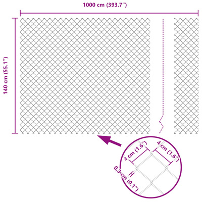 Ogrodzenie łańcuchowe 10 x 1,4 m Stal zielony