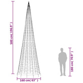 vidaXL Choinka z lampek, na maszt, 1534 zimne białe LED, 500 cm