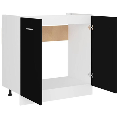vidaXL Szafka pod zlew, czarna, 80x46x81,5 cm, materiał drewnopochodny