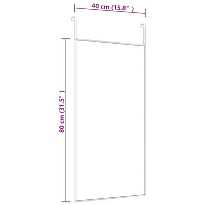 vidaXL Lustro na drzwi, czarne, 40x80 cm, szkło i aluminium
