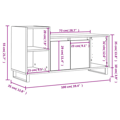 vidaXL Szafka pod TV, szarość betonu, 100x35x55 cm