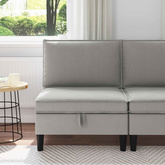 Środkowa Sofa z Przechowywaniem jasnoszary Welur