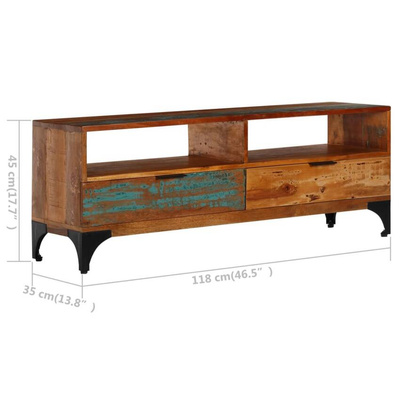 vidaXL Szafka pod TV, 118x35x45 cm, lite drewno odzyskane