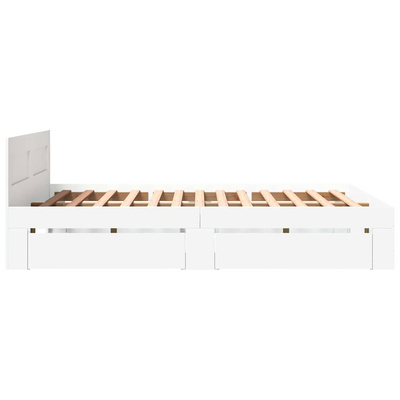 Ramka łóżka z szufladą Biały 150 x 200 cm Drewno inżynieryjne