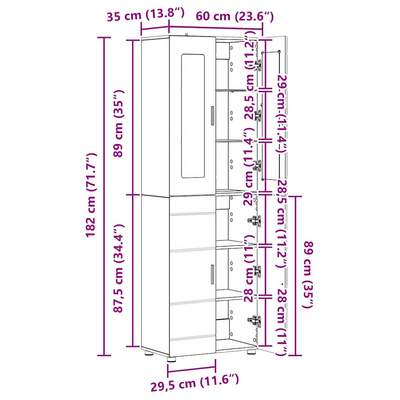 Highboard FLORIN 60 x 35 x 182 cm Czarny Drewno inżynieryjne