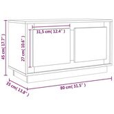 Szafka pod TV, przydymiony dąb, 80x35x45 cm vidaXL