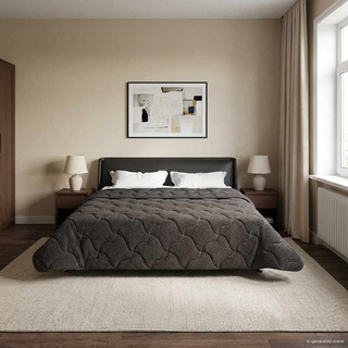 Zimowa Kołdra Antracyt 220 x 240 cm Mikrofibra i Fleece Teddy