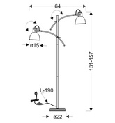 Lampa podłogowa czarno-biała regulowana prosta 2x40W Zumba 52-72672