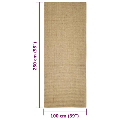 vidaXL Sizalowy dywanik do drapania, 100x250 cm