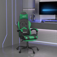 vidaXL Fotel gamingowy z podnóżkiem, czarno-zielony, sztuczna skóra model standard