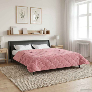 Letni Kołdra Różowy 200 x 220 cm Mikrofibra i Fleece Teddy