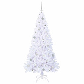 Sztuczna choinka z 300 diodami LED Biały 180 cm PVC i stal