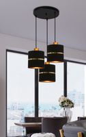 Lampa wisząca z abażurami Assam czarna ze złotym potrójna nowoczesna