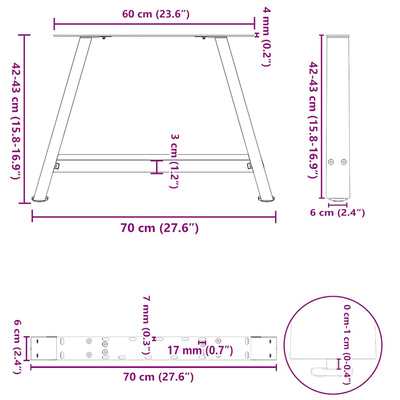Nogi do stolika kawowego w kształcie litery A 2 szt. Białe 70x(42-43) cm Stal
