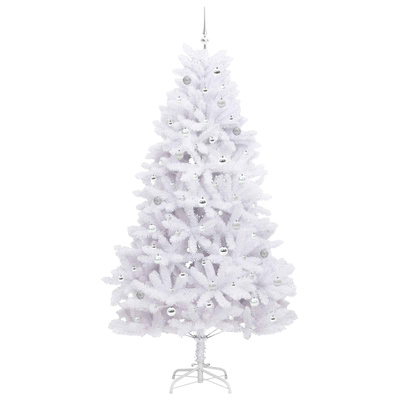 Sztuczna choinka z zawiasami z podstawą Biały 240 cm PVC i stal